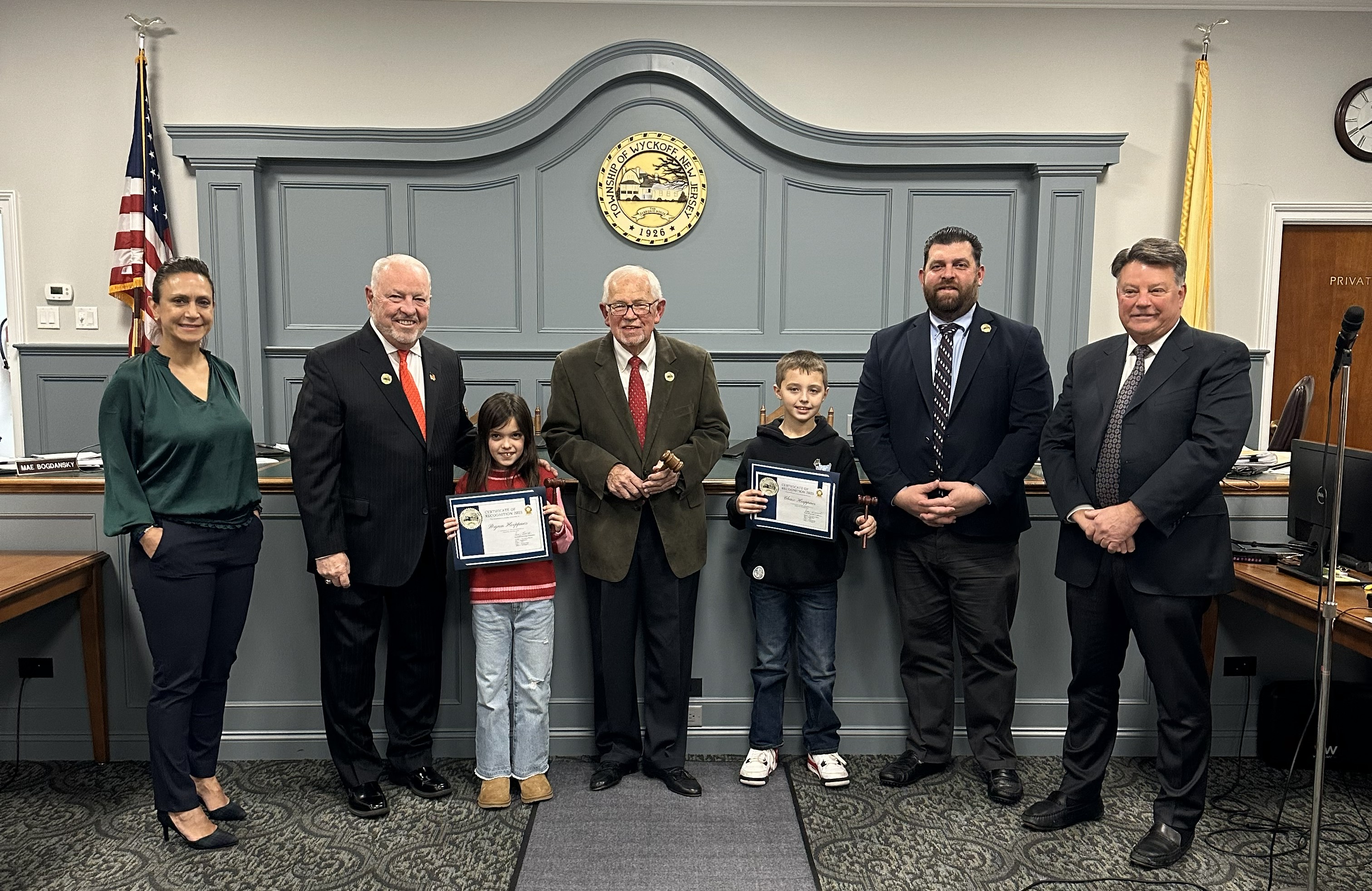 Twin "Mayors for a Day" Attend the Township Committee Meeting