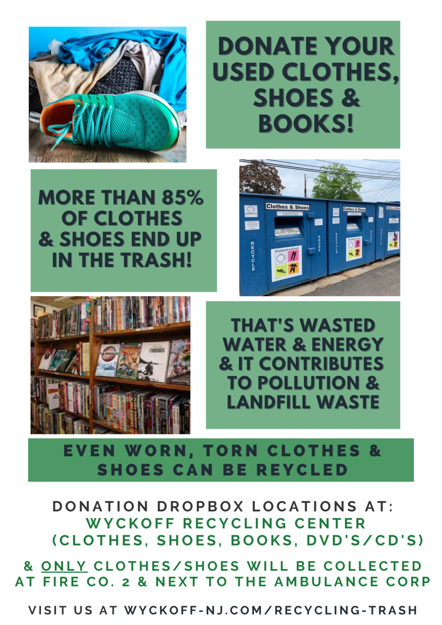 Recycle clothes, shoes and books