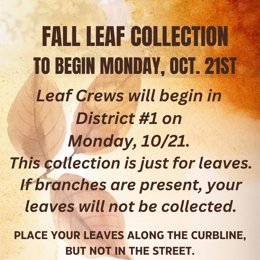 LEAF COLLECTION BEGINS ON MONDAY, 10/21 wyckoffnj