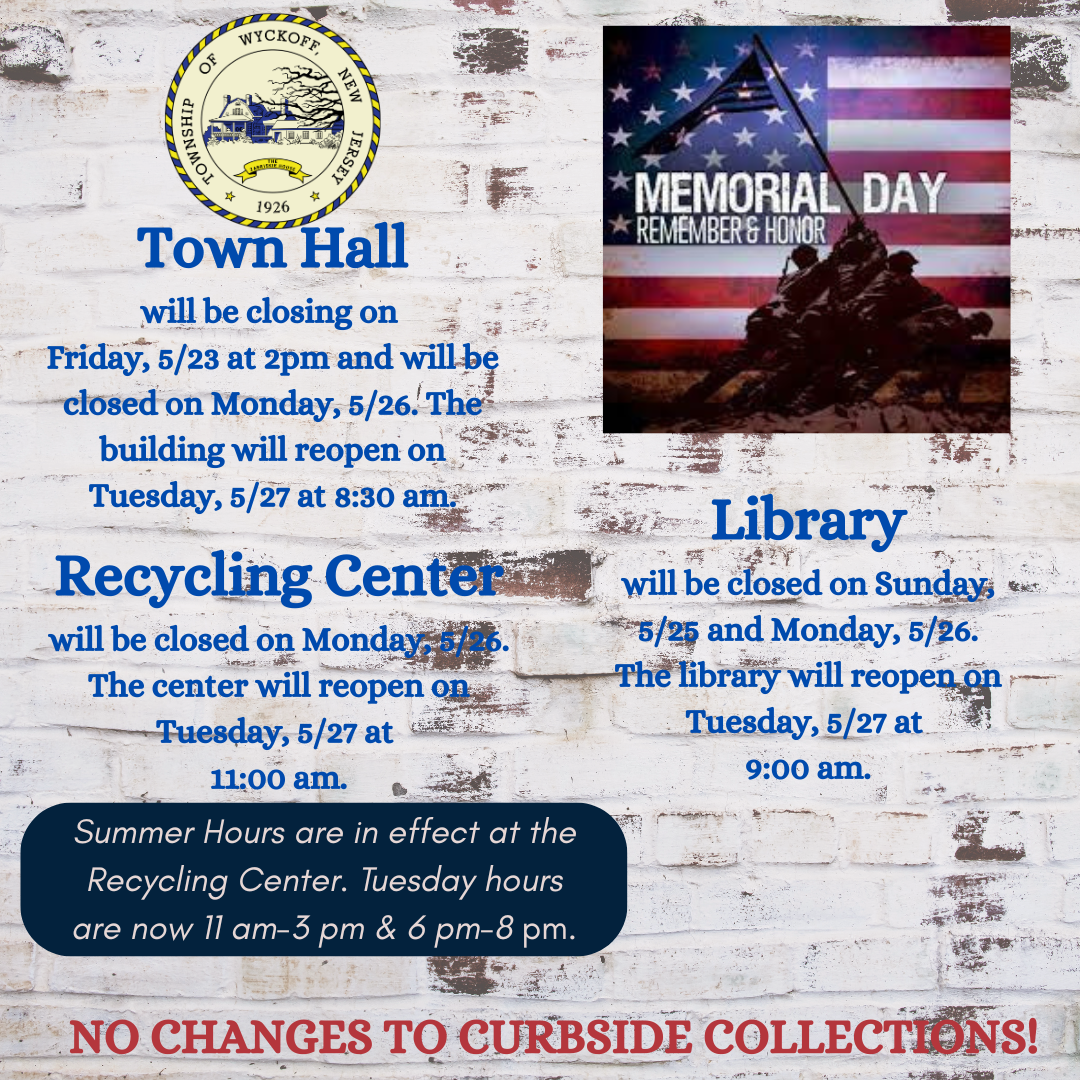 Memorial Weekend Closures