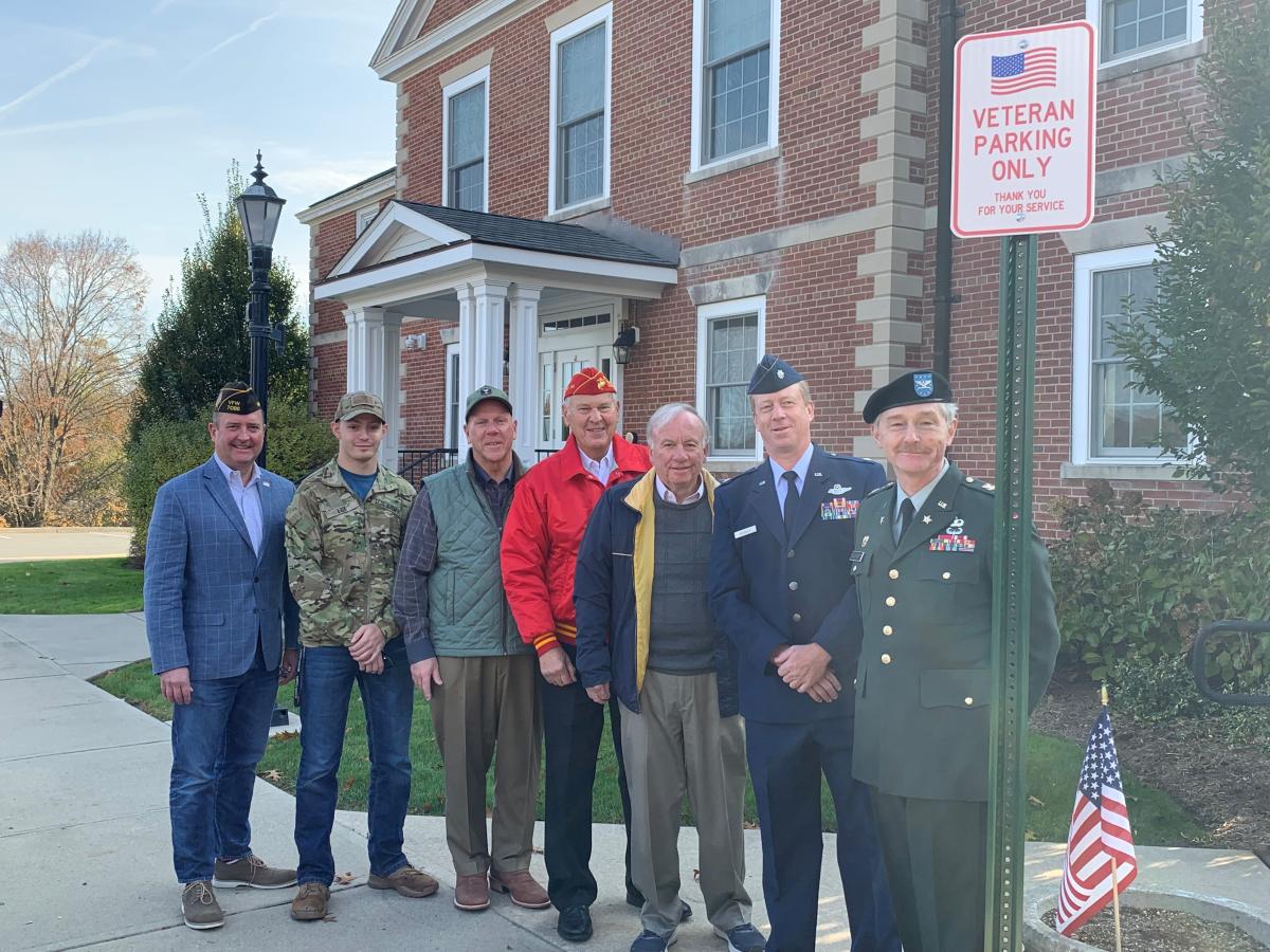 Veterans at the new parking space